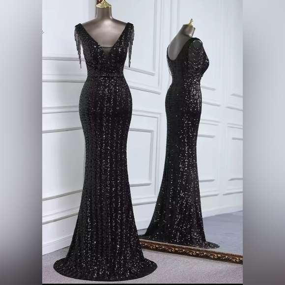 Glamorous Black Sequin Backless Dress - Picture 8 of 16
